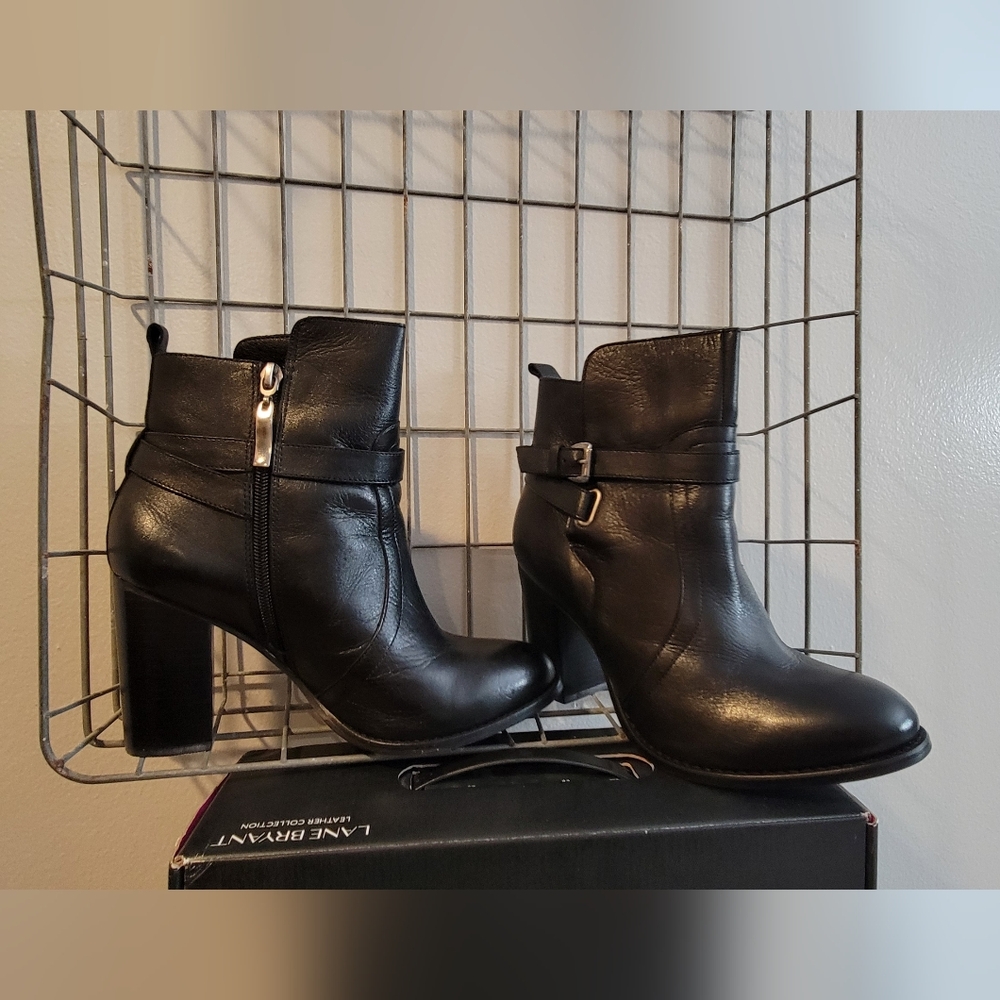 Lane Bryant Black Leather Ankle Boots